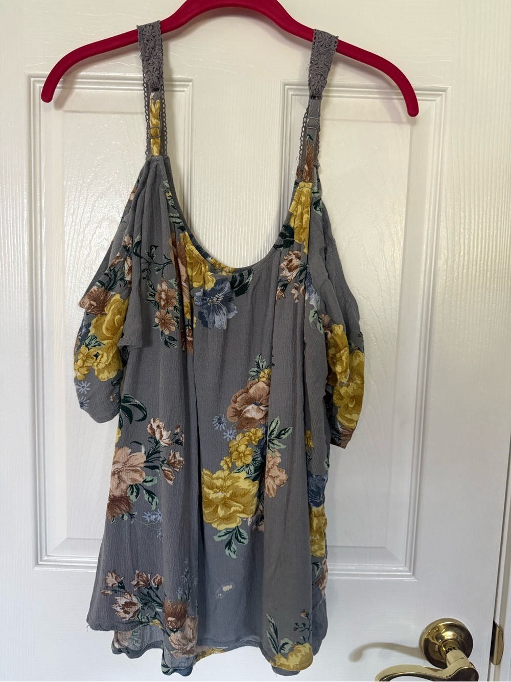 Torrid 4 Plus Floral Crinkled Gauze Cold Shoulder Blouse Cottagecore Fairycore,